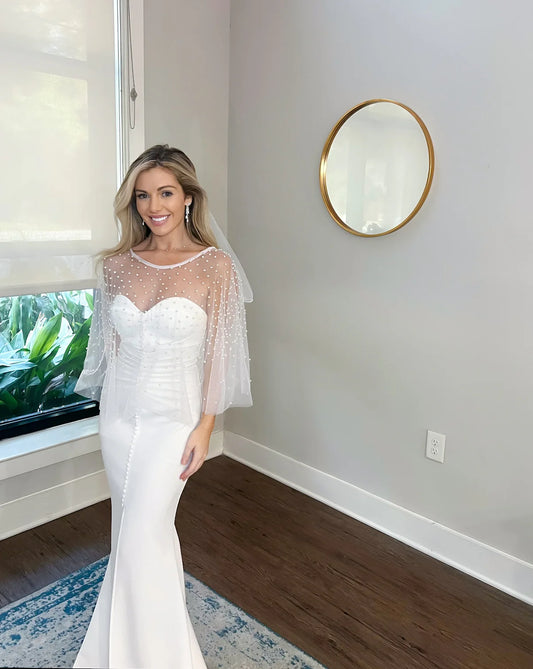 Pearl Beaded Wedding Bolero Wedding Shawl