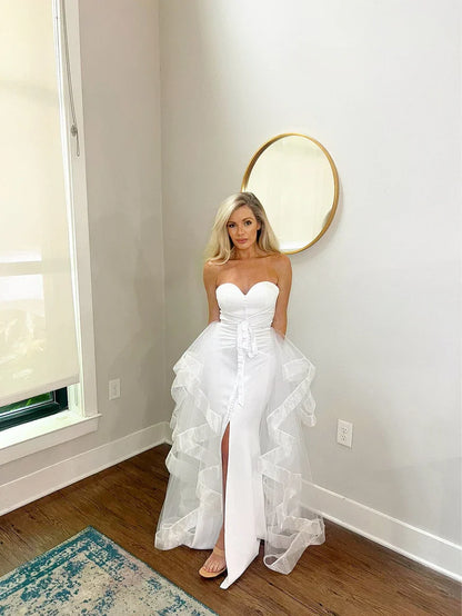 Detachable Tiered Sheer Tulle Wedding Train Skirt: Elegant Bridal Style