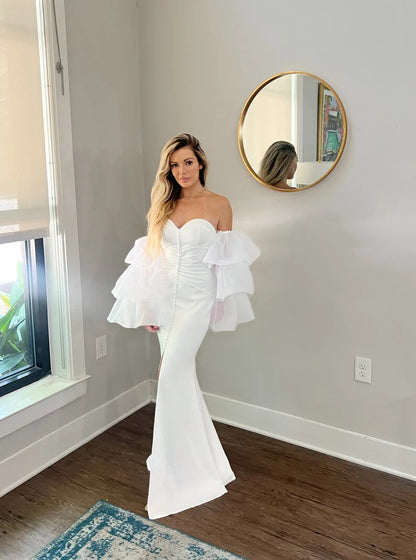 Romantic Sheer Tiered Tulle Ruffle Bridal Sleeves